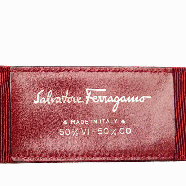 サルヴァトーレフェラガモ ヴァラリボン ボルドー ゴールド キャンバス レザー ベルト レディース Salvatore Ferragamo 【中古】