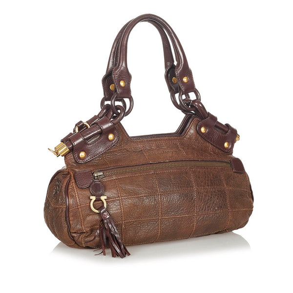 サルヴァトーレフェラガモ ガンチーニ ハンドバッグ ブラウン レザー レディース Salvatore Ferragamo 【中古】