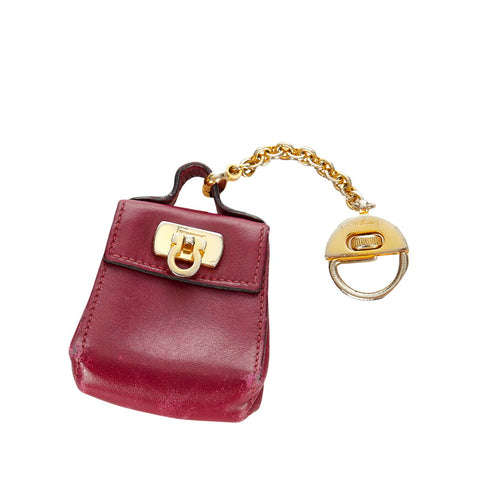 サルヴァトーレフェラガモ ガンチーニ  キーホルダー 225641 ボルドー ゴールド レザー レディース Salvatore Ferragamo 【中古】