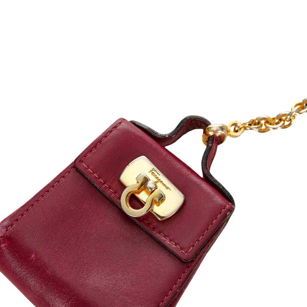 サルヴァトーレフェラガモ ガンチーニ  キーホルダー 225641 ボルドー ゴールド レザー レディース Salvatore Ferragamo 【中古】