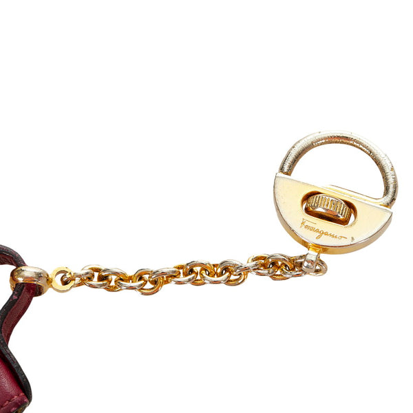 サルヴァトーレフェラガモ ガンチーニ  キーホルダー 225641 ボルドー ゴールド レザー レディース Salvatore Ferragamo 【中古】