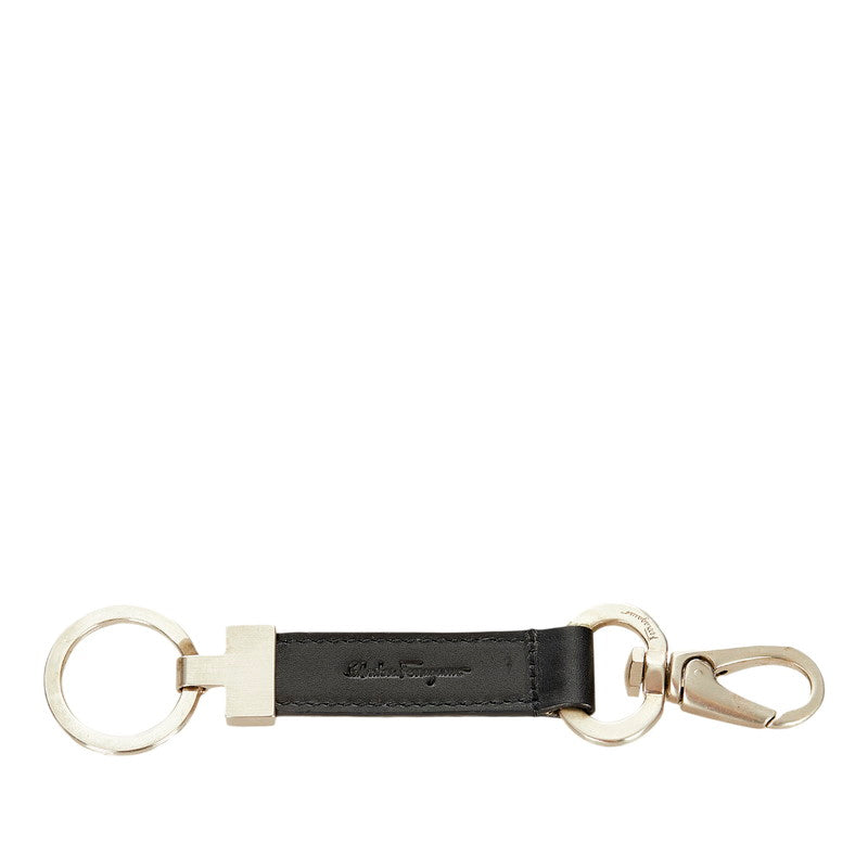 サルヴァトーレフェラガモ ブラック ステンレス レザー キーホルダー ユニセックス Salvatore Ferragamo 【中古】