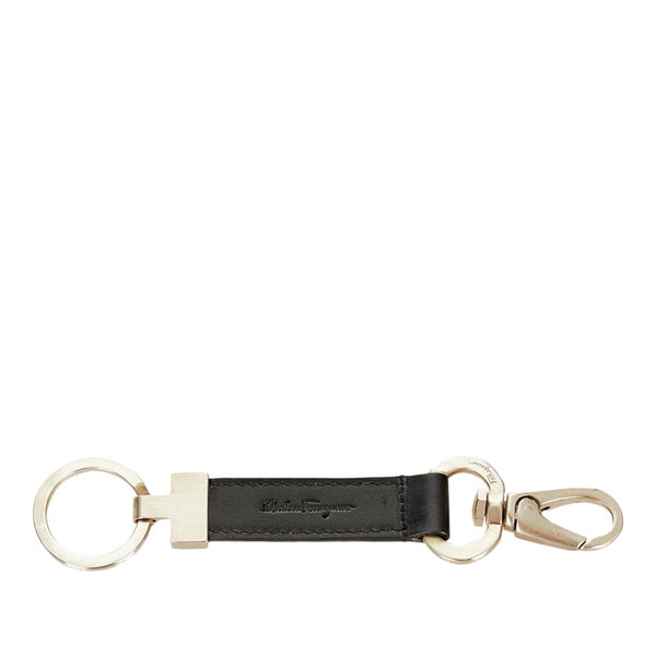 サルヴァトーレフェラガモ ブラック ステンレス レザー キーホルダー ユニセックス Salvatore Ferragamo 【中古】