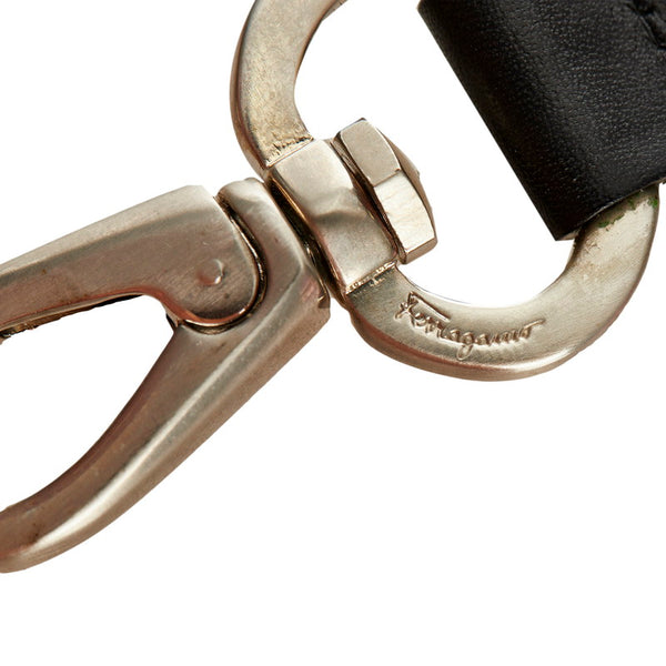 サルヴァトーレフェラガモ ブラック ステンレス レザー キーホルダー ユニセックス Salvatore Ferragamo 【中古】