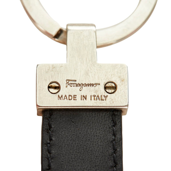 サルヴァトーレフェラガモ ブラック ステンレス レザー キーホルダー ユニセックス Salvatore Ferragamo 【中古】