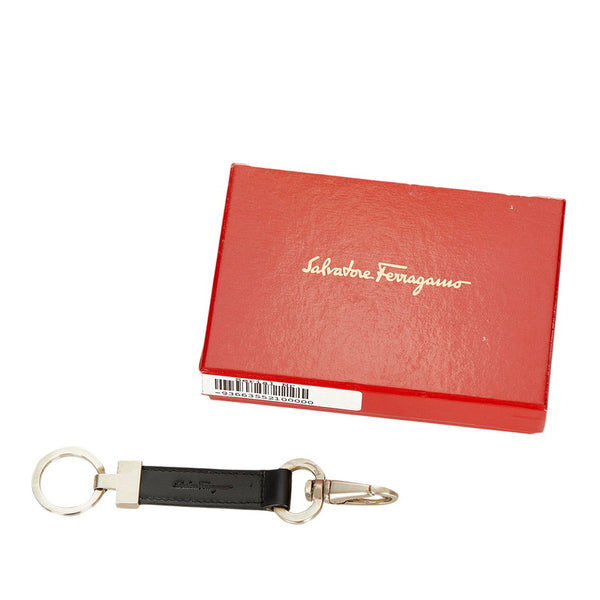 サルヴァトーレフェラガモ ブラック ステンレス レザー キーホルダー ユニセックス Salvatore Ferragamo 【中古】