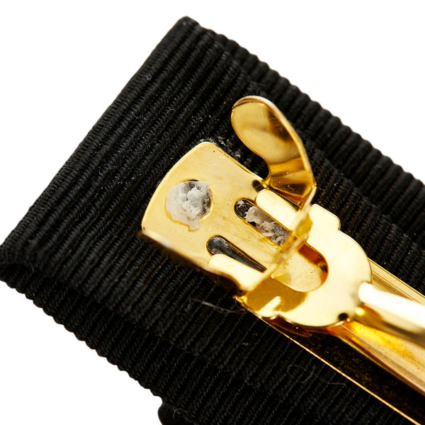 サルヴァトーレフェラガモ ブラック コットン メッキ ヴァラリボン バレッタ レディース Salvatore Ferragamo 【中古】