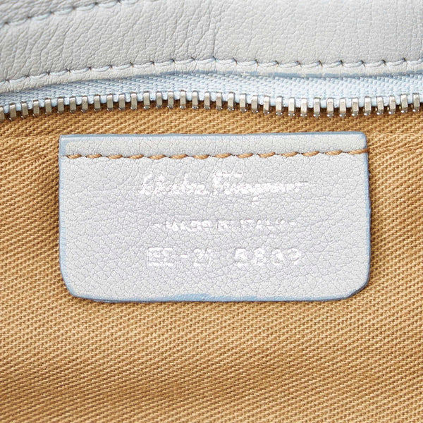 サルヴァトーレフェラガモ ガンチーニ EE-21 5839 ライトブルー レザー ショルダーバッグ レディース Salvatore Ferragamo 【中古】