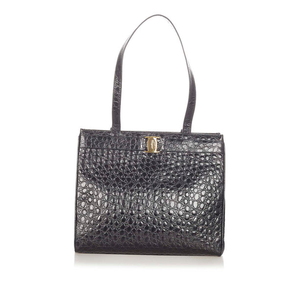 サルヴァトーレフェラガモ ヴァラ トートバッグ　2145 BK-21 2530 ブラック 本革 ショルダーバッグ レディース Salvatore Ferragamo 【中古】