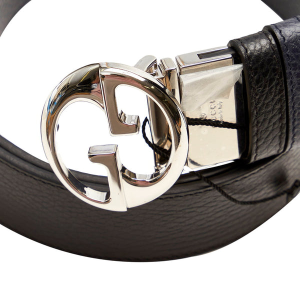 グッチ GG 449715 ブラック シルバー レザー ベルト メンズ GUCCI 【中古】