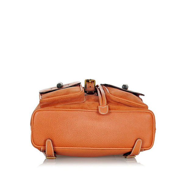グッチ バンブー オレンジ スウェード レザー リュック バックパック レディース GUCCI 【中古】