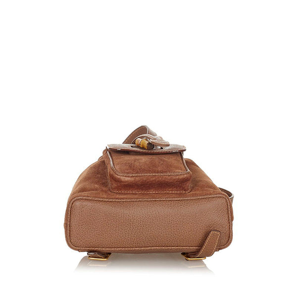 グッチ バンブー 0031998 ブラウン スウェード レザー リュック バックパック レディース GUCCI 【中古】