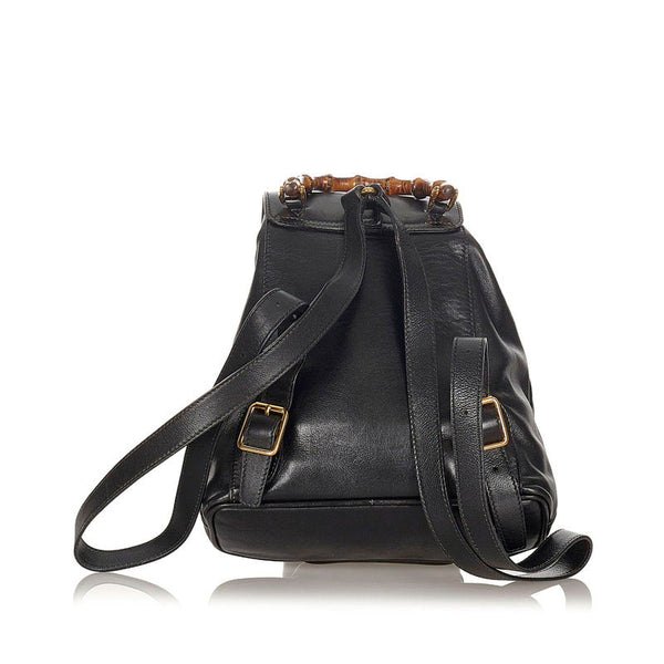 グッチ バンブー 0031705 ブラック レザー リュック バックパック レディース GUCCI 【中古】