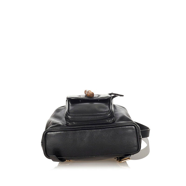 グッチ バンブー 0031705 ブラック レザー リュック バックパック レディース GUCCI 【中古】