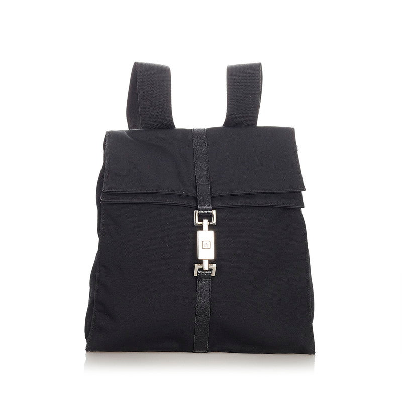 グッチ  003 0236 ブラック ナイロン レザー リュック バッグパック レディース GUCCI 【中古】