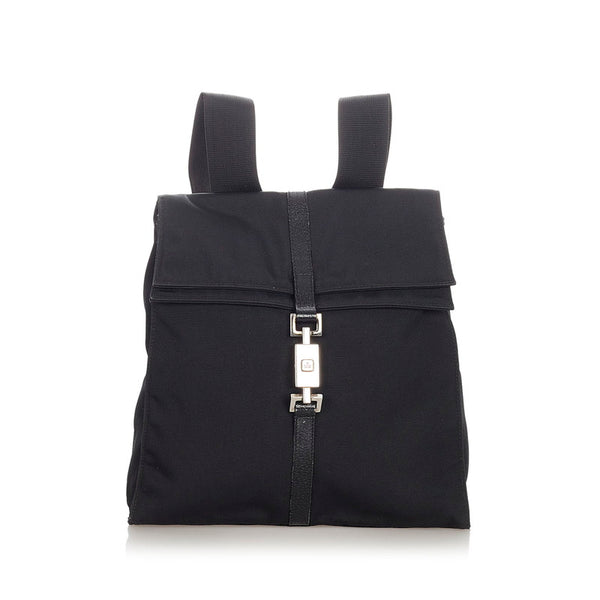 グッチ  003 0236 ブラック ナイロン レザー リュック バッグパック レディース GUCCI 【中古】