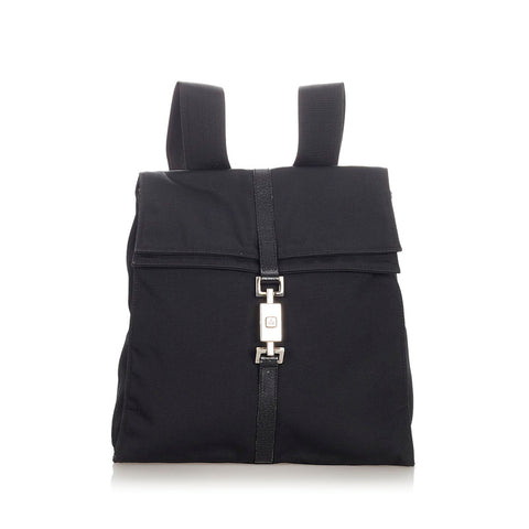 グッチ  003 0236 ブラック ナイロン レザー リュック バッグパック レディース GUCCI 【中古】