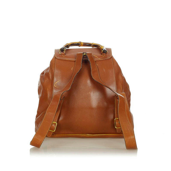 グッチ バンブー リュック バックパック 003 2058 ブラウン レザー レディース GUCCI 【中古】