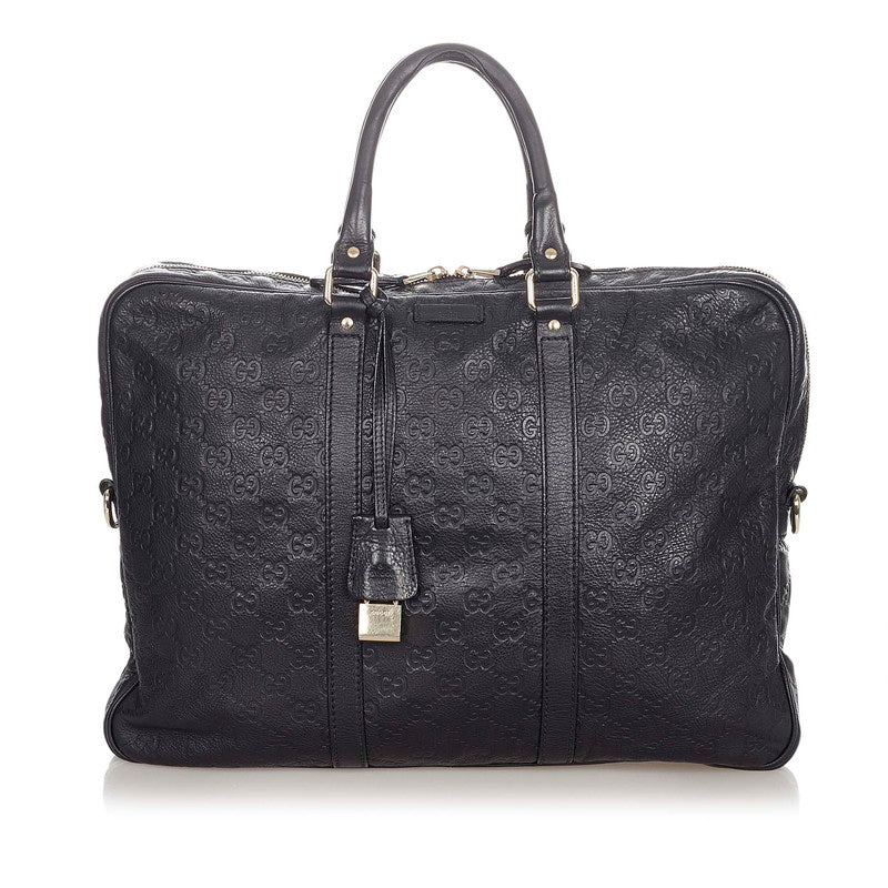 グッチ グッチシマ 201480 ブラック レザー ビジネスバッグ メンズ GUCCI 【中古】