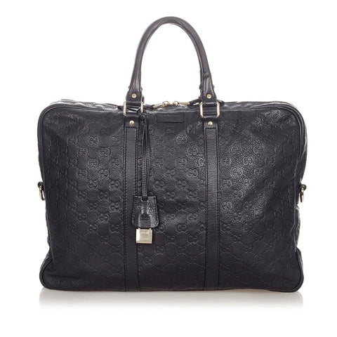 グッチ グッチシマ 201480 ブラック レザー ビジネスバッグ メンズ GUCCI 【中古】