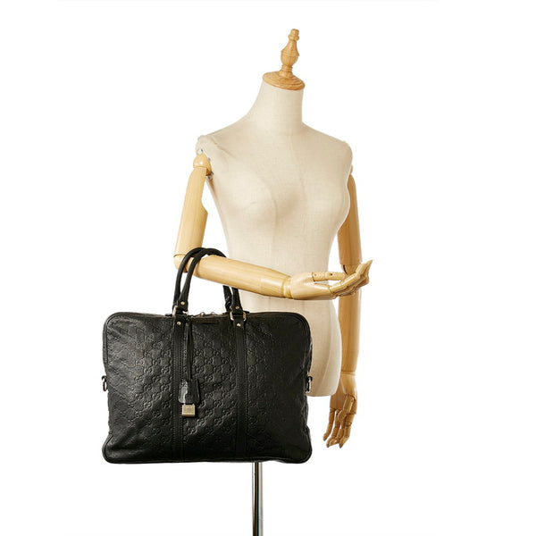 グッチ グッチシマ 201480 ブラック レザー ビジネスバッグ メンズ GUCCI 【中古】