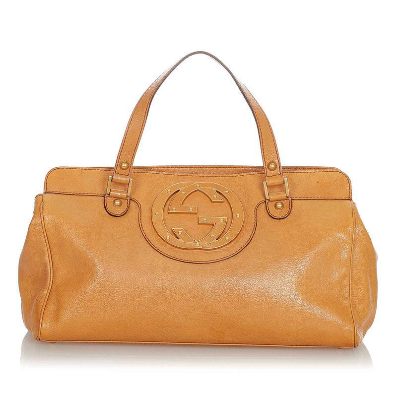 グッチ ミスGG 121551 キャメル レザー ハンドバッグ レディース GUCCI 【中古】