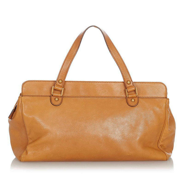 グッチ ミスGG 121551 キャメル レザー ハンドバッグ レディース GUCCI 【中古】