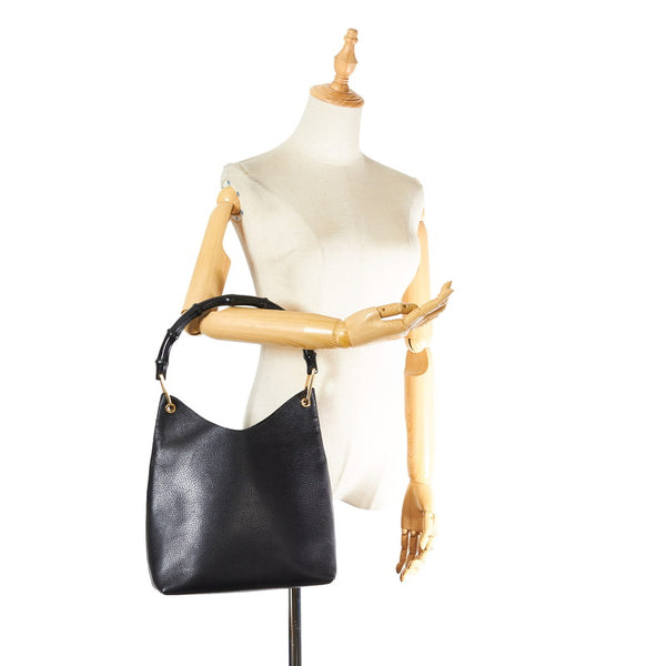 グッチ バンブー 0011880 ブラック レザー ハンドバッグ レディース GUCCI 【中古】