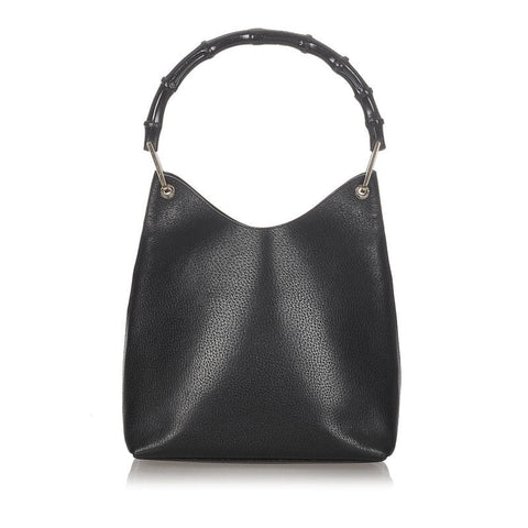 グッチ バンブー 0011880 ブラック レザー ハンドバッグ レディース GUCCI 【中古】