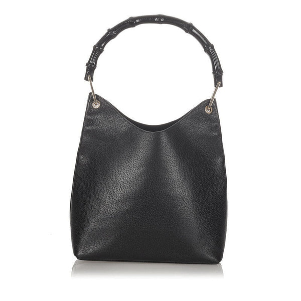 グッチ バンブー 0011880 ブラック レザー ハンドバッグ レディース GUCCI 【中古】