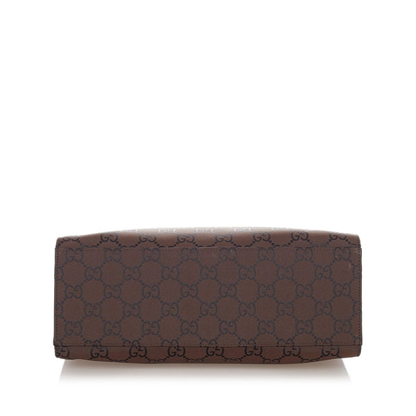 グッチ バンブー GG ブラウン ブラック ナイロン レザー ハンドバッグ レディース GUCCI 【中古】