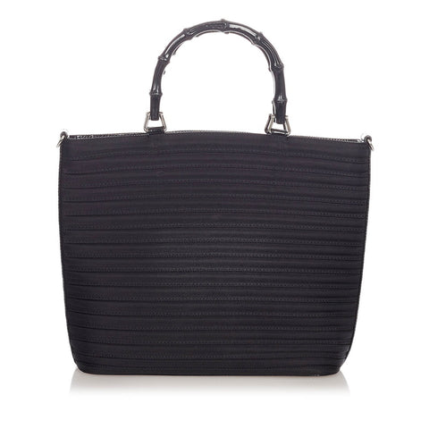 グッチ バンブー 000.1998 ブラック ナイロン レザー ハンドバック ショルダーバッグ２WAY レディース GUCCI 【中古】