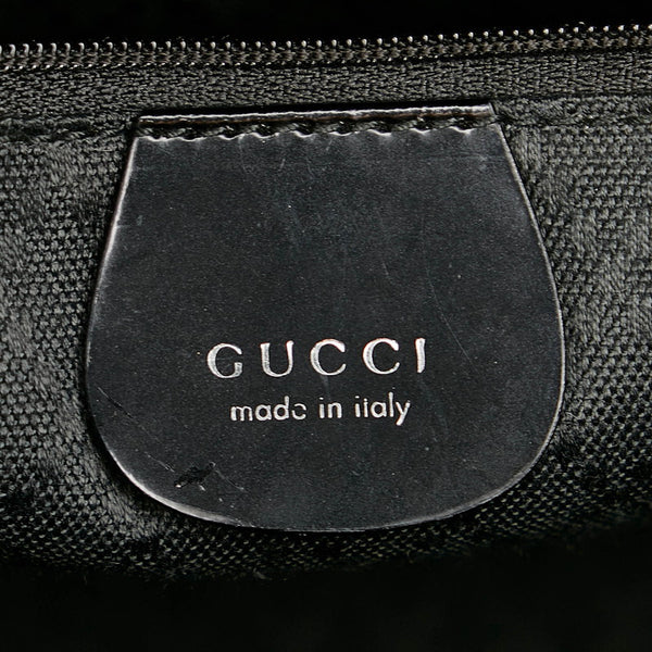 グッチ バンブー 000.1998 ブラック ナイロン レザー ハンドバック ショルダーバッグ２WAY レディース GUCCI 【中古】