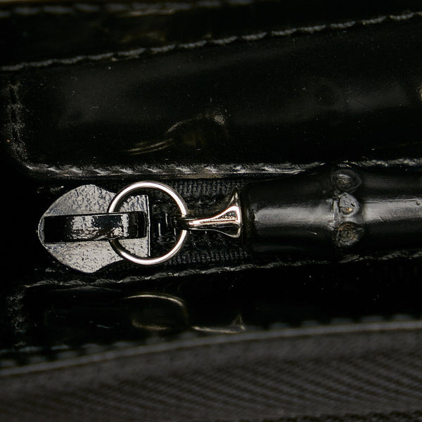 グッチ バンブー 000.1998 ブラック ナイロン レザー ハンドバック ショルダーバッグ２WAY レディース GUCCI 【中古】