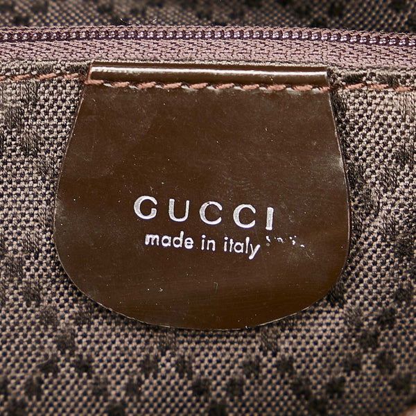 グッチ バンブー 000 1014 ブラウン ナイロン エナメル ハンドバッグ レディース GUCCI 【中古】