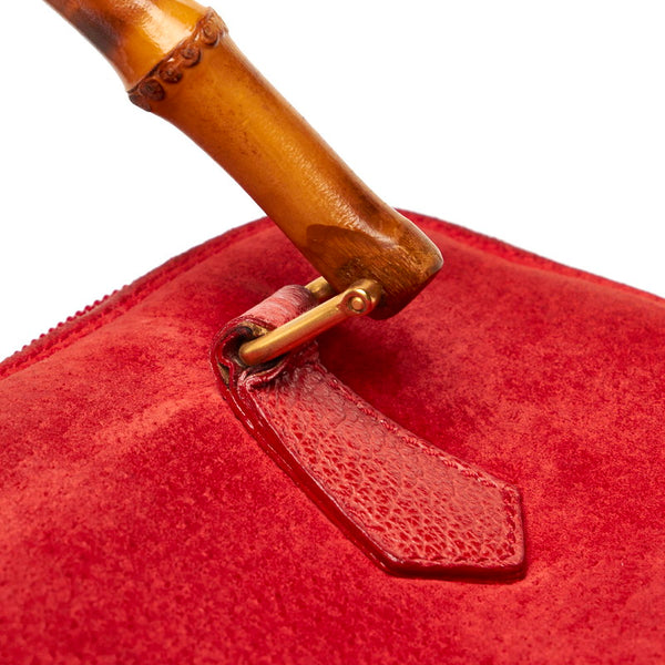グッチ バンブー 000 1274 0290 レッド スウェード レザー ハンドバック ショルダーバッグ 2WAY レディース GUCCI 【中古】