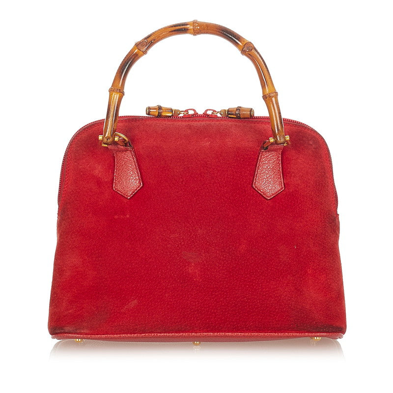 グッチ バンブー 000 1274 0290 レッド スウェード レザー ハンドバック ショルダーバッグ 2WAY レディース GUCCI 【中古】