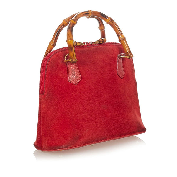 グッチ バンブー 000 1274 0290 レッド スウェード レザー ハンドバック ショルダーバッグ 2WAY レディース GUCCI 【中古】
