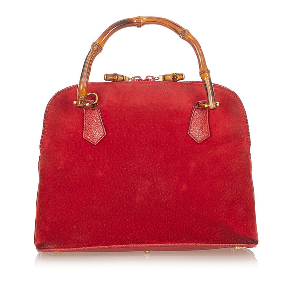 グッチ バンブー 000 1274 0290 レッド スウェード レザー ハンドバック ショルダーバッグ 2WAY レディース GUCCI 【中古】