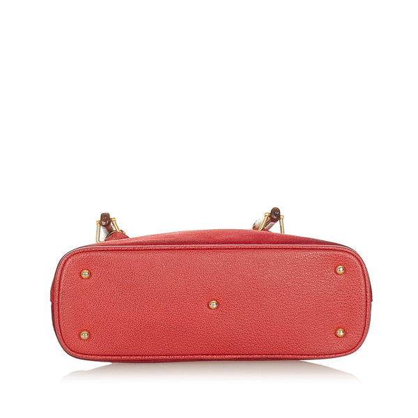 グッチ バンブー 000 1274 0290 レッド スウェード レザー ハンドバック ショルダーバッグ 2WAY レディース GUCCI 【中古】