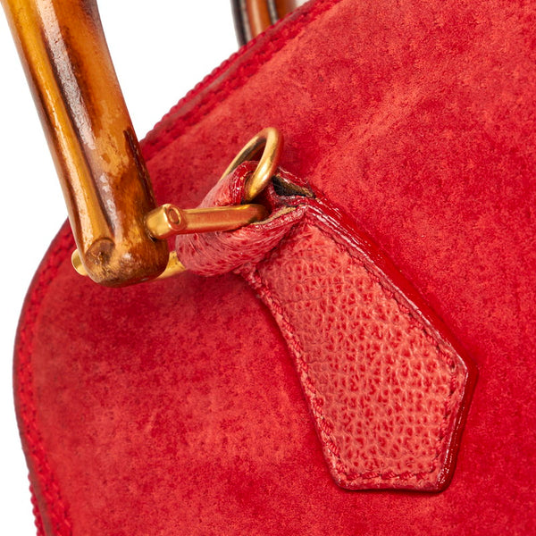 グッチ バンブー 000 1274 0290 レッド スウェード レザー ハンドバック ショルダーバッグ 2WAY レディース GUCCI 【中古】