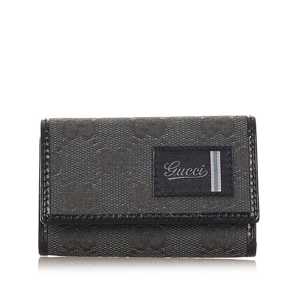 グッチ GGキャンバス キーケース 224118 チャコールグレー キャンバス レザー レディース GUCCI 【中古】