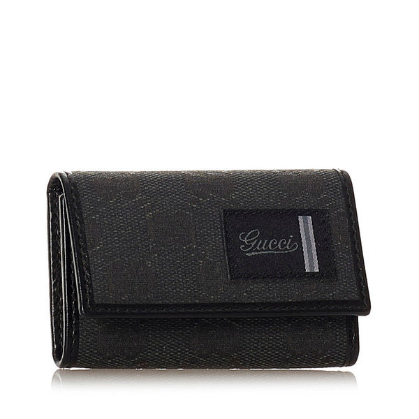 グッチ GGキャンバス キーケース 224118 チャコールグレー キャンバス レザー レディース GUCCI 【中古】