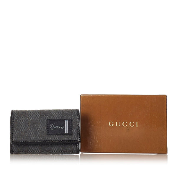 グッチ GGキャンバス キーケース 224118 チャコールグレー キャンバス レザー レディース GUCCI 【中古】