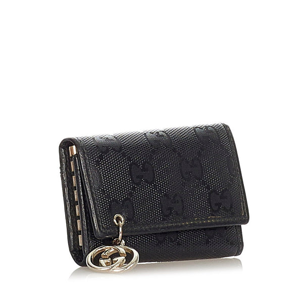 グッチ インプリメ GGピアス 212111 ブラック レザー PVC キーケース レディース GUCCI 【中古】