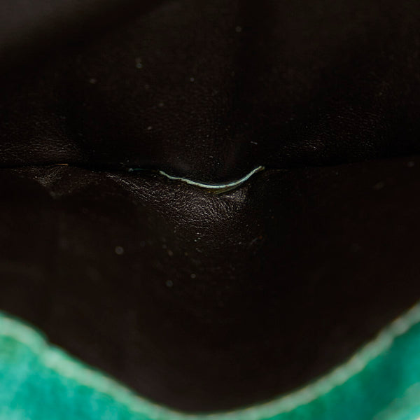 グッチ GGキャンバス 二つ折り財布 115090 ベージュ グリーン キャンバス レザー レディース GUCCI 【中古】