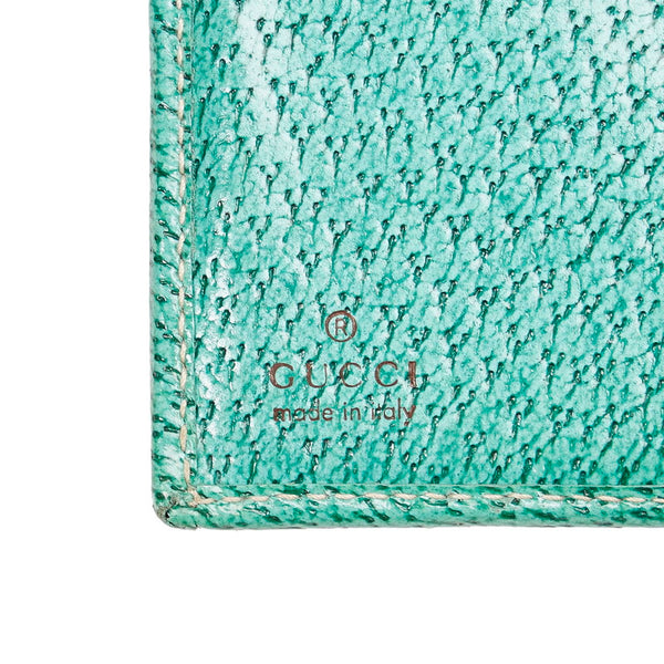 グッチ GGキャンバス 二つ折り財布 115090 ベージュ グリーン キャンバス レザー レディース GUCCI 【中古】