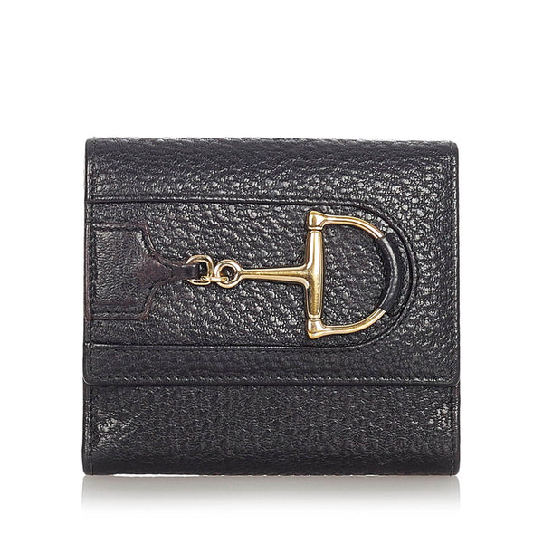 グッチ ホースビット 二つ折り財布 138029 ブラック シルバー カーフ メンズ GUCCI 【中古】