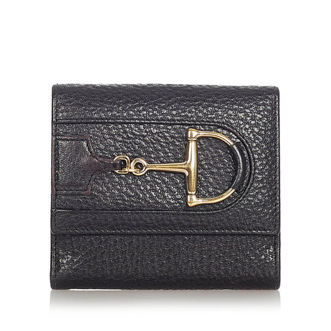グッチ ホースビット 二つ折り財布 138029 ブラック シルバー カーフ メンズ GUCCI 【中古】