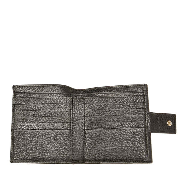 グッチ ホースビット 二つ折り財布 138029 ブラック シルバー カーフ メンズ GUCCI 【中古】